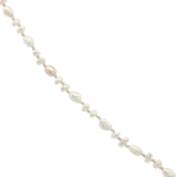 Collier doré croix en zircons petites perles de culture 42 cm