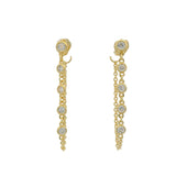 Boucles d'oreilles dorées chainette avec zircons blancs