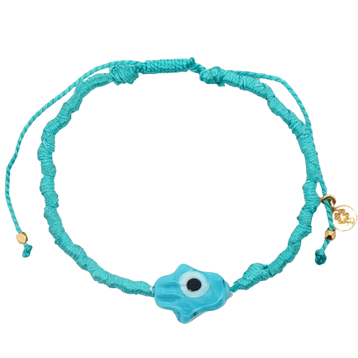 Colorful cord bracelet and blown glass hand of Fatima