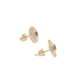 Boucles d'oreilles dorées puces rondes pierre au centre