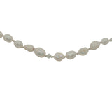 Chaine de cheville dorée perles de culture, prehnite et noeuds blancs