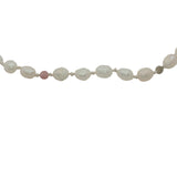 Chaine de cheville dorée perles de culture, multi tourmaline et noeuds blancs