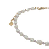 Chaine de cheville dorée perles de culture et améthyste