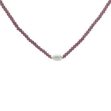 Collier doré en grenat avec perle de culture au centre 38 cm