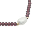 Collier doré en grenat avec perle de culture au centre 38 cm
