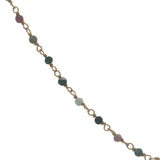 Collier doré chaine rosary en tourmaline avec pierre de lune au centre 42 cm