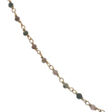 Collier doré chaine rosary en tourmaline avec prehnite au centre 42 cm