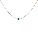 Collier doré chaine rosary en prehnite avec onyx verte au centre 42 cm