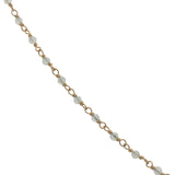 Collier doré chaine rosary en prehnite avec onyx verte au centre 42 cm