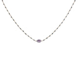 Collier doré chaine rosary en iolite avec améthyste au centre 42 cm
