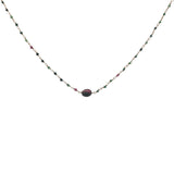 Collier doré chaine rosary en rubis zoisite avec grenat au centre 42 cm