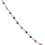 Collier doré chaine rosary en rubis zoisite avec grenat au centre 42 cm