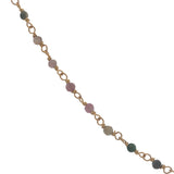 Collier doré chaine rosary en tourmaline avec tourmaline au centre 42 cm