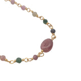Collier doré chaine rosary en tourmaline avec tourmaline au centre 42 cm