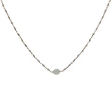 Collier doré chaine rosary en labradorite avec pierre de lune au centre