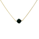 Collier doré trèfle facetté onyx noire