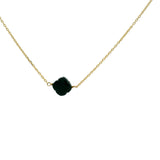 Collier doré trèfle facetté onyx noire