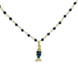Collier doré lapis et poisson bleu