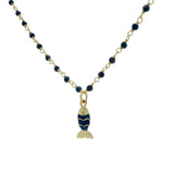 Collier doré lapis et poisson bleu