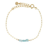 Bracelet doré 3 pierres rectangulaire en apatite