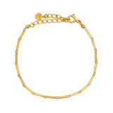 Bracelet doré quartz rose alternée avec tubes dorés