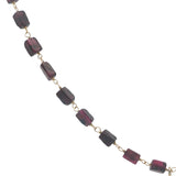 Collier doré grenat rectangulaire fleur en zircons 42 cm