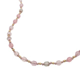 Collier doré mix perles roses pales et dorées 42 cm