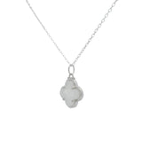 925 silver necklace with clover and natural stones
