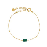 Bracelet doré pierre rectangle onyx verte