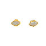 Boucles dorées et pierre de lune ovale