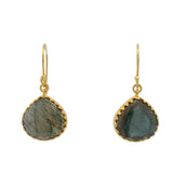 Boucles d'oreilles dorées crantées goutte en labradorite