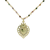 Collier santa maria doré tourmaline et coeur 60cm