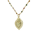 Collier santa maria doré tourmaline et coeur 60cm