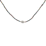 Collier doré perles multicolores et perle de culture 42 cm