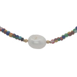 Collier doré perles multicolores et perle de culture 42 cm
