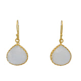 Boucles d'oreilles dorées crantées goutte en pierre de lune