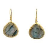 Boucles d'oreilles dorées en labradorite sertis clos
