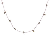 Collier doré fil rose avec pampilles et multi tourmaline 60 cm