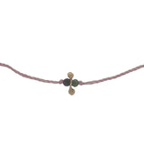 Collier doré fil rose avec pampilles et multi tourmaline 60 cm