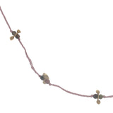 Collier doré fil rose avec pampilles et multi tourmaline 60 cm