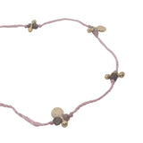 Collier doré fil rose avec pampilles et multi tourmaline 60 cm