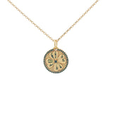 Collier doré médaille trèfle et zircons 42 cm