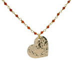 Collier santa maria doré onyx rouge et coeur 70cm