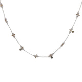 Collier doré fil blanc avec pampilles et perles de culture M 60 cm