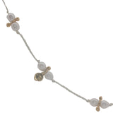 Collier doré fil blanc avec pampilles et perles de culture M 60 cm