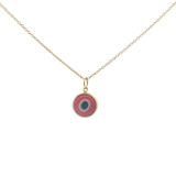 Small golden red blown glass eye necklace