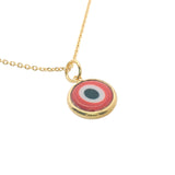 Small golden red blown glass eye necklace
