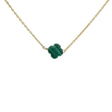 Gold clover necklace with natural stone