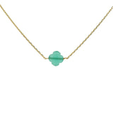 Gold clover necklace with natural stone