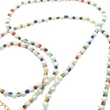 Collier doré en perles de culture et perles multicolores